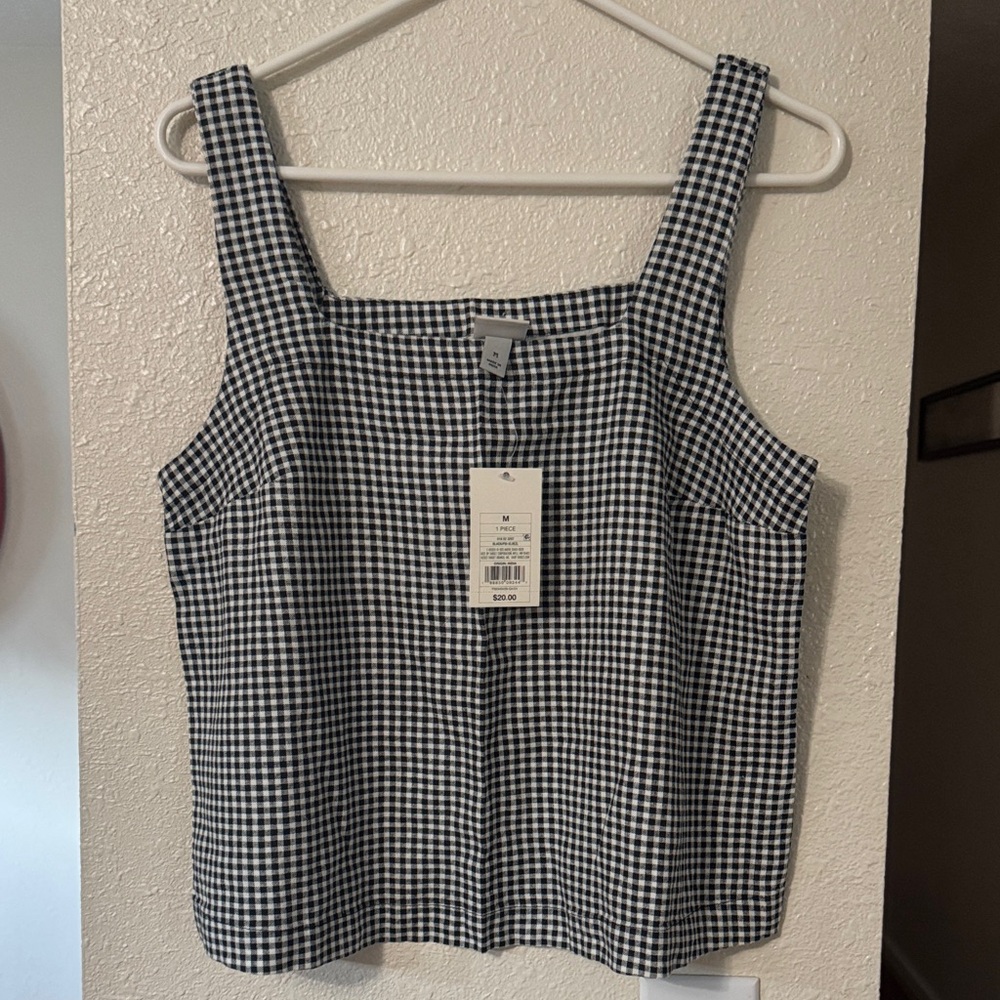 a new day Black and White Checkered Blouse